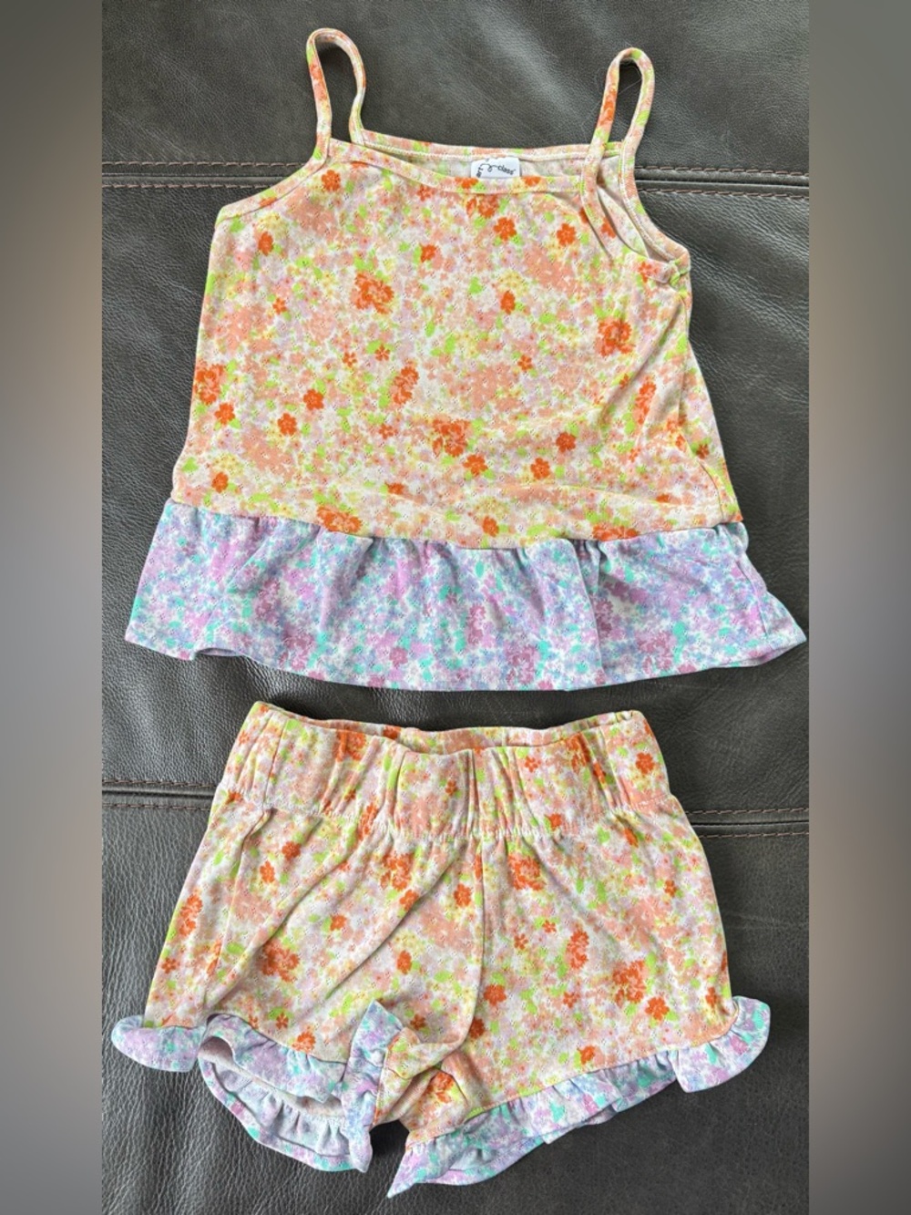 art class Pastel floral Sleep Set in Peach, Lavender, Mint